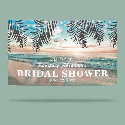 Tropical Beach Bridal Shower  String of Lights Banner