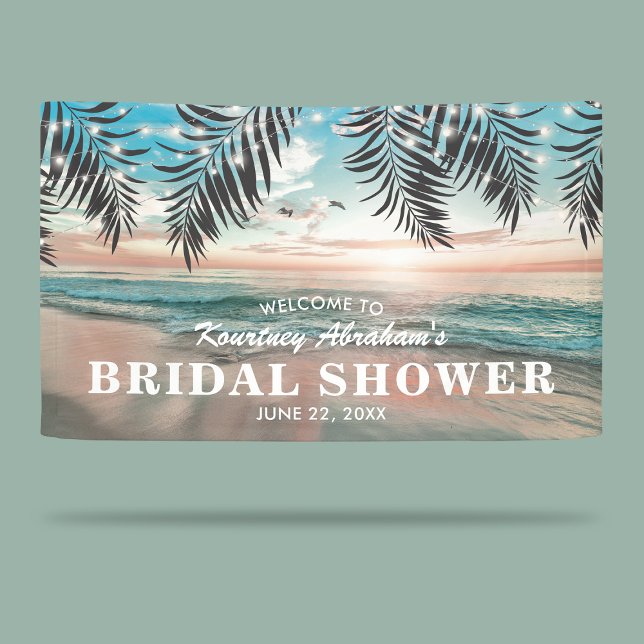 Tropical Beach Bridal Shower | String of Lights Banner (Creator Uploaded)