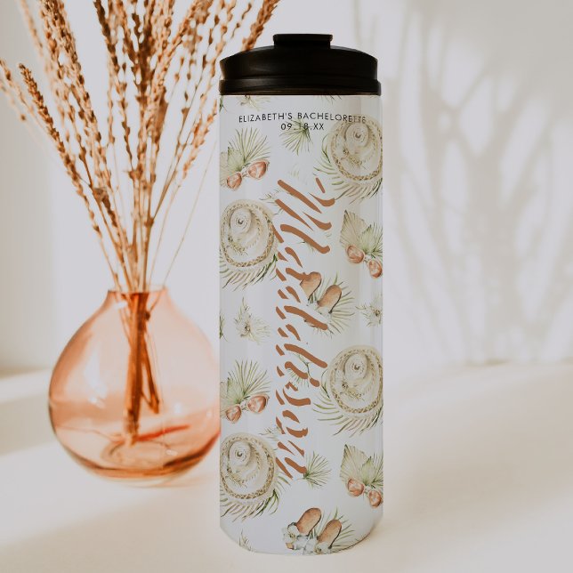 Tropical Beach Bride Tribe | Bachelorette Monogram Thermal Tumbler (Creator Uploaded)