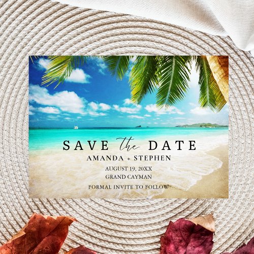 Tropical Beach Budget Wedding Save The Date Announcement Postcard