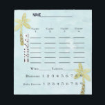 Tropical Beach Bunco Score Pad<br><div class="desc">Fun Bunco score pad or score sheet for your tropical beach Bunco themed event.  Score sheet features a blue water color background with gold palm trees.  Easy to read and easy to score. Circle your Bunco's and Baby Bunco's. Look for matching table cards.</div>