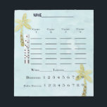 Tropical Beach Bunco Score Pad<br><div class="desc">Fun Bunco score pad or score sheet for your tropical beach Bunco themed event.  Score sheet features a blue water color background with gold palm trees.  Easy to read and easy to score. Circle your Bunco's and Baby Bunco's. Look for matching table cards.</div>