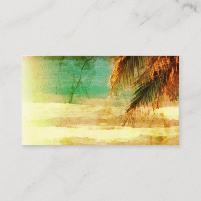 tropical beach business card template palm leaves (Front)