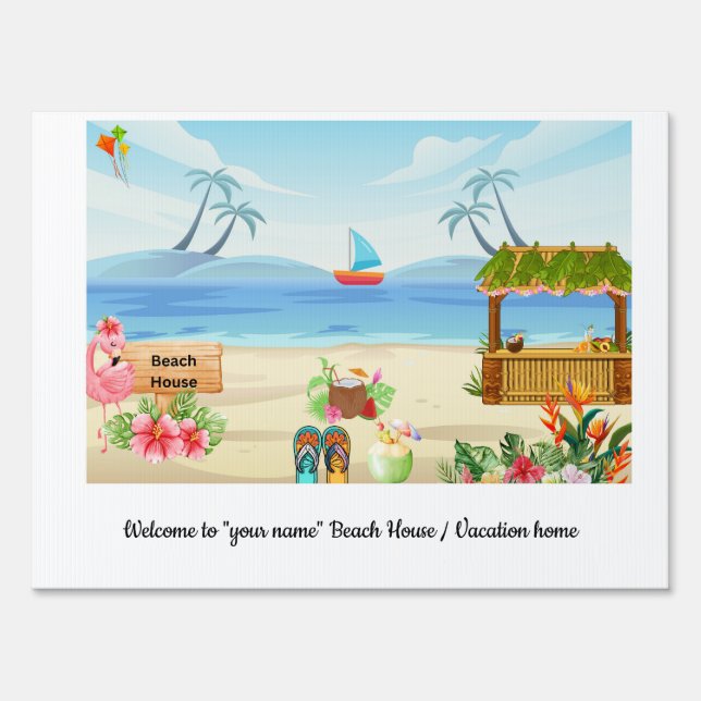 Tropical beach camp vibrant Yard Sign large  (Front)