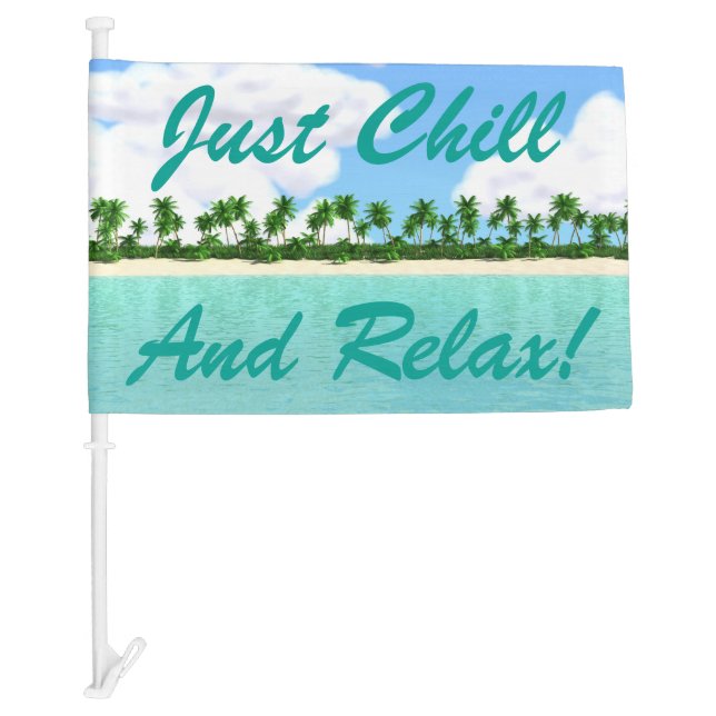 Tropical Beach Car Flag (Front)