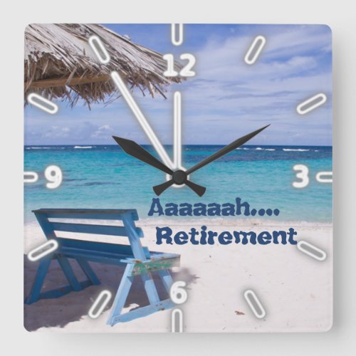 Tropical Beach ChairAhhh Retirement Square Wall Clock
