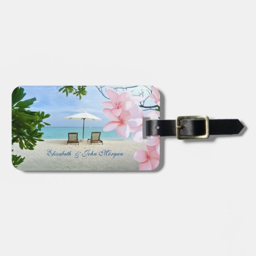 Tropical Beach Chair  Hawaiian Flower Luggage Tag