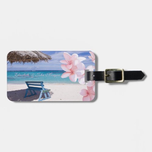 Tropical Beach Chair Plumeria Luggage Tag