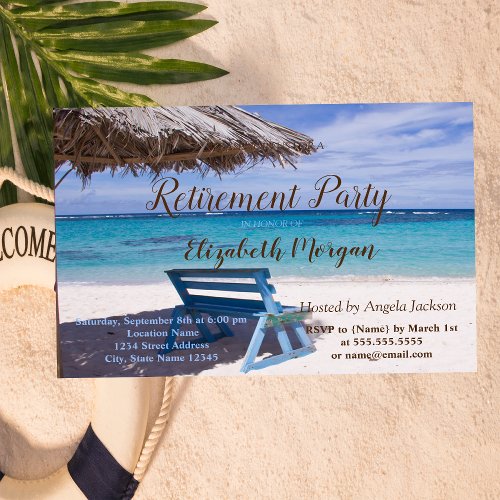 Tropical Beach Chair Retirement Party Invitation