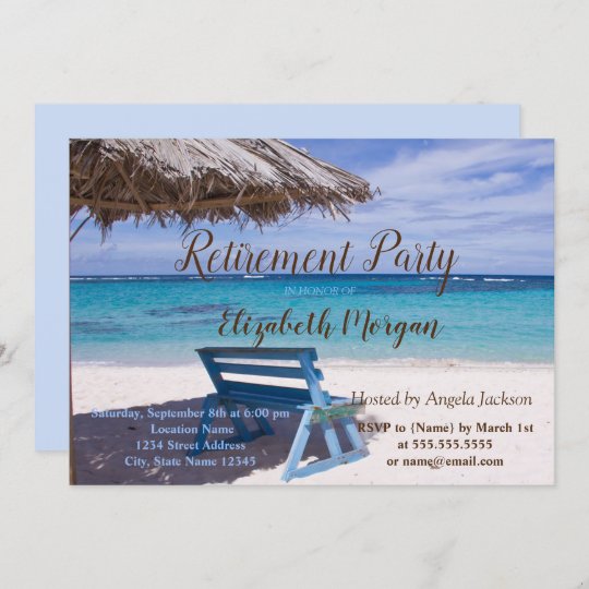 Tropical Beach ,Chair Retirement Party Invitation | Zazzle.com