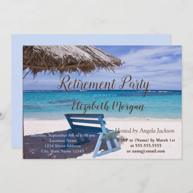 Tropical Beach ,Chair Retirement Party Invitation | Zazzle