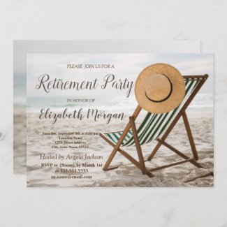 Tropical Beach,Chair  Retirement Party  Invitation