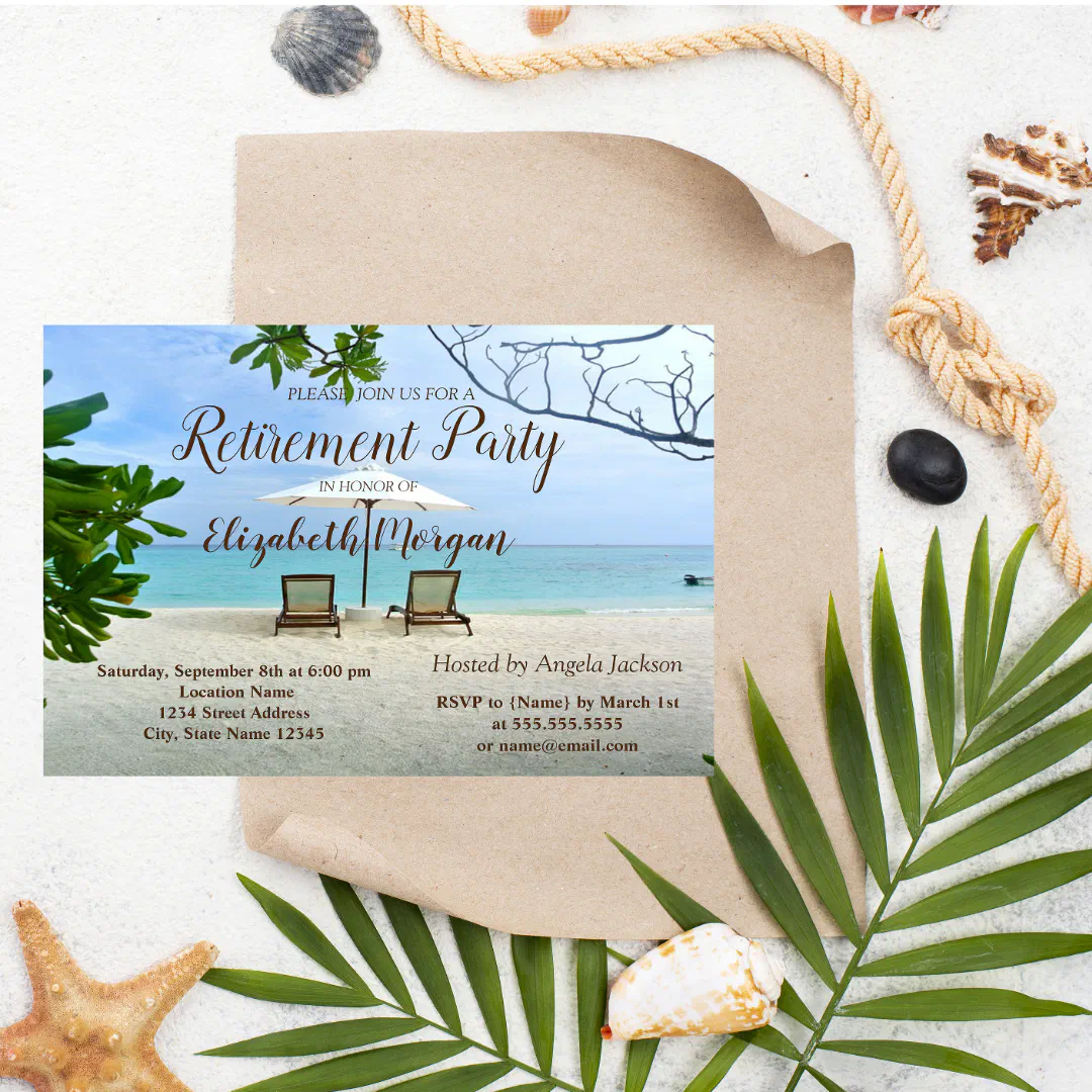 Tropical Beach , Chairs Retirement Party Invitation (Creator Uploaded)