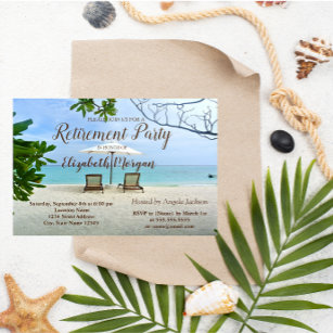 Tropical Beach , Chairs Retirement Party Invitation