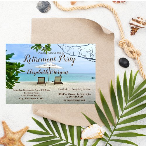 Tropical Beach  Chairs Retirement Party Invitation