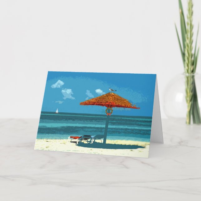 Tropical Beach Christmas Card Template (Front)