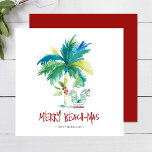 Tropical Beach Christmas Cards<br><div class="desc">These tropical beach Christmas cards feature an island-inspired exotic palm tree and cute holiday Santa. The words "Merry Beach-mas" are set in hand lettered type. Use the template fields to add your personalized greeting. A charming choice to send to friends and family this holiday season. If you are looking for...</div>