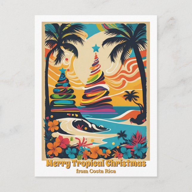 Tropical beach christmas Costa Rica greeting  Postcard (Front)