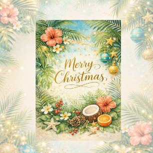 Tropical Beach Christmas Holiday Card