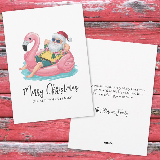 Tropical Beach Christmas Holiday Card (Santa Claus Tropical Beach Christmas Holiday Card )