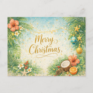 Tropical Beach Christmas  Holiday Postcard
