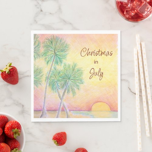 Tropical Beach Christmas in July Party  Napkins