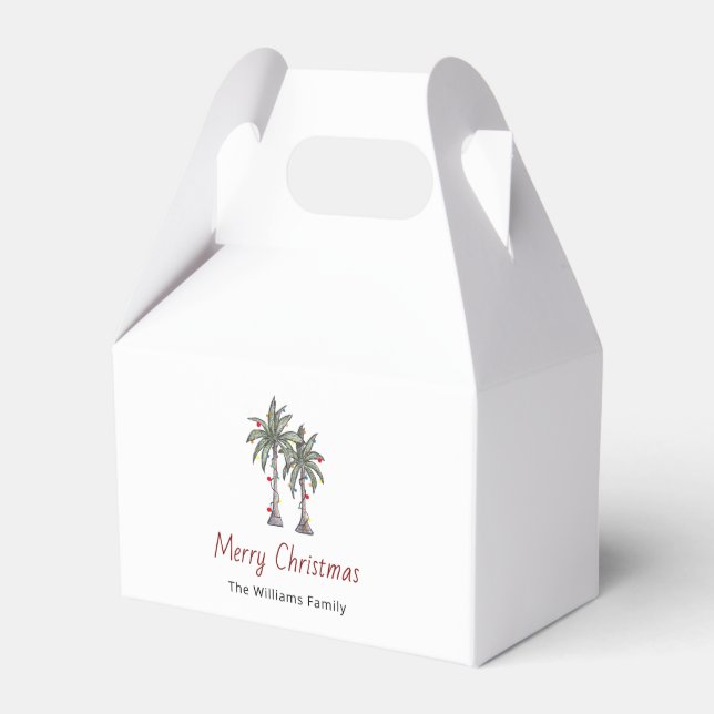 Tropical Beach Christmas Palm Trees Party  Favor Boxes (Front Side)