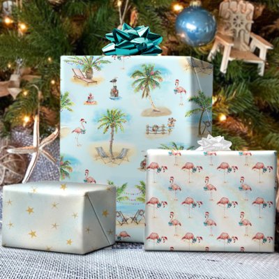Tropical Beach Christmas Palm Trees  Wrapping Paper Sheets