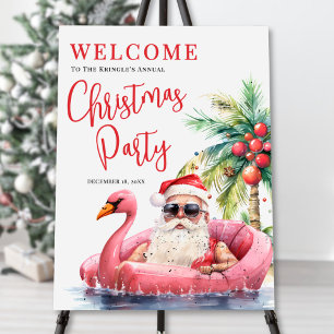 Tropical Beach Christmas Party Welcome Sign