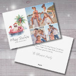 Tropical Beach Christmas Photo Holiday Card<br><div class="desc">Santa Claus Tropical Beach Christmas Photo Holiday Card. Bring a splash of fun to your holiday greetings with this unique Christmas card featuring spots for three family photos. Perfect for those who love the beach or live in tropical spots like Florida, Hawaii, or the Bahamas, this card showcases a relaxed...</div>