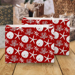 Tropical Beach Christmas Red Sand Dollar Starfish Large Gift Bag<br><div class="desc">This beautiful tropical beach Christmas gift bag features a pattern of starfish,  sand dollars,  and glitter coral in a red and white color scheme.
*If you would like this design on more products or need design help,  please contact me through Zazzle Chat.</div>