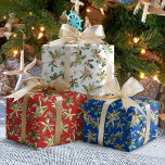 Tropical Beach Christmas Starfish and Holly Wrapping Paper Sheets<br><div class="desc">A tropical beach pattern of starfish,  holly leaves and berries,  and pine sprigs decorates these coastal Christmas themed wrapping paper sheets,  with 3 different backgrounds: white,  red,  and blue.</div>