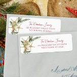 Tropical Beach Christmas Starfish Return Address Label<br><div class="desc">These tropical beach Christmas return address labels feature 3 starfish decorated with watercolor holly leaves,  berries,  and pine sprigs,  with modern stylish script font for the name.</div>