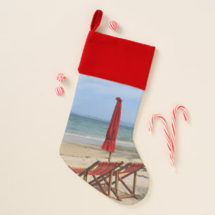 Tropical beach christmas stocking