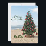 Tropical Beach Christmas Tree |Holiday Photo card<br><div class="desc">Send unique holiday greetings this year with our captivating Tropical Beach Christmas Tree Holiday Photo Card. The front of this card features a beautifully decorated Christmas tree set against a serene sandy beach and ocean backdrop, perfect for those in warmer climates or anyone dreaming of a sunny holiday season. The...</div>