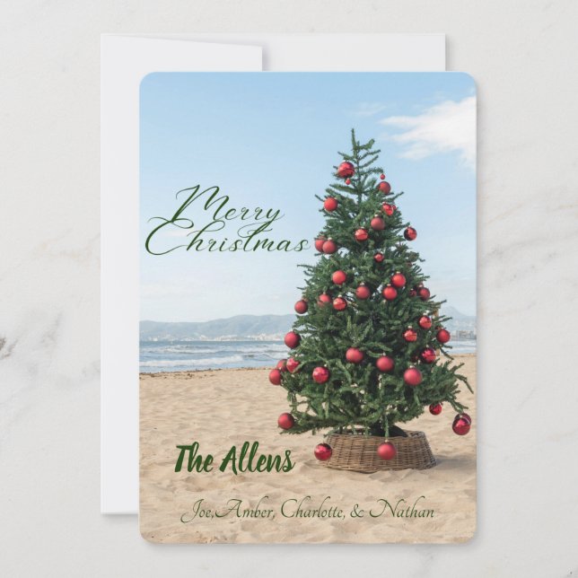 Tropical Beach Christmas Tree |Holiday Photo card (Front)