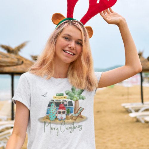 Tropical Beach Christmas Vibes Gnome  T_Shirt