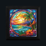 tropical beach cliffs stained glass art gift box<br><div class="desc">tropical beach cliffs stained glass art</div>
