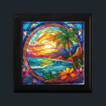 tropical beach cliffs stained glass art gift box<br><div class="desc">tropical beach cliffs stained glass art</div>