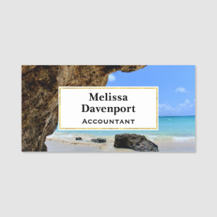 Tropical Beach Coast with a Big Rock Name Tag