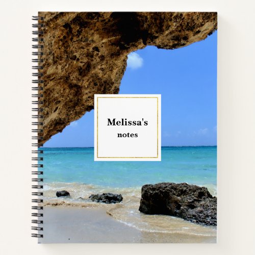 Tropical Beach Coast with a Big Rock Notebook