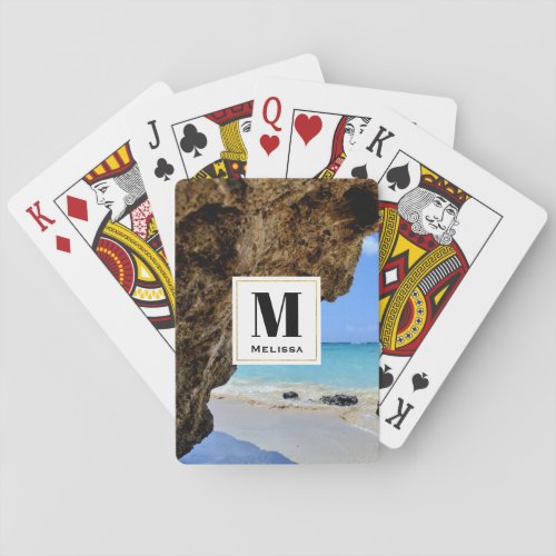 Tropical Beach Coast with a Big Rock Playing Cards