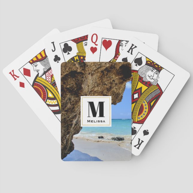 Tropical Beach Coast with a Big Rock Poker Cards (Back)