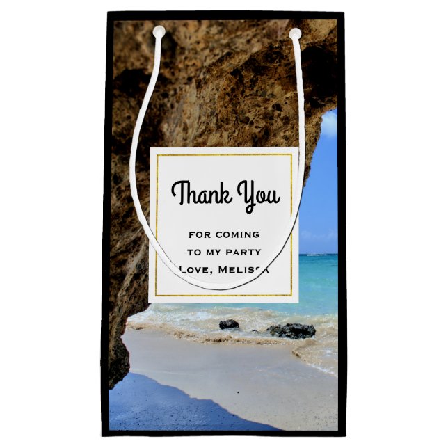 Tropical Beach Coast with a Big Rock Small Gift Bag (Front)