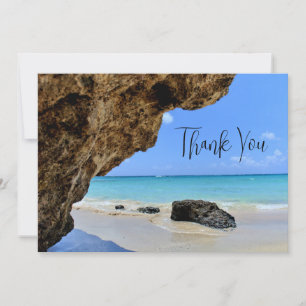 Tropical Beach Coast with a Big Rock Thank You