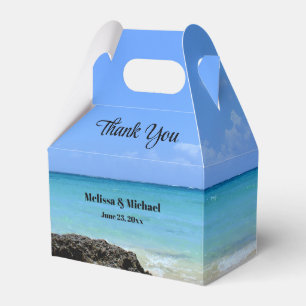 Tropical Beach Coast with a Big Rock Wedding Favor Boxes