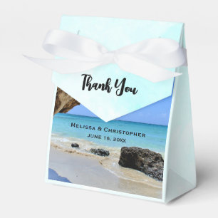 Tropical Beach Coast with a Big Rock Wedding Favor Boxes