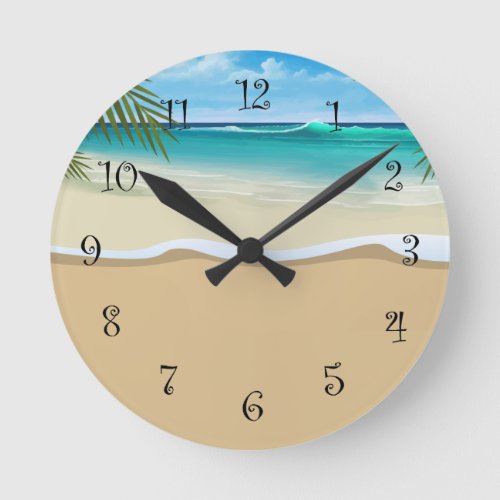 Tropical Beach Coastal Acrylic Wall Clocks