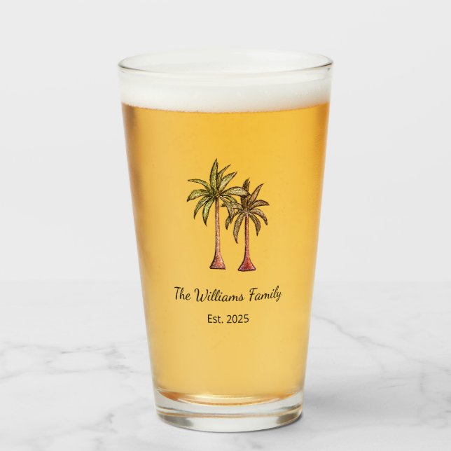 Tropical Beach Coastal Palm Trees Summer   Glass (Front Filled)