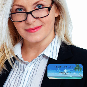 Tropical Beach Coastal Real Estate Name Tag